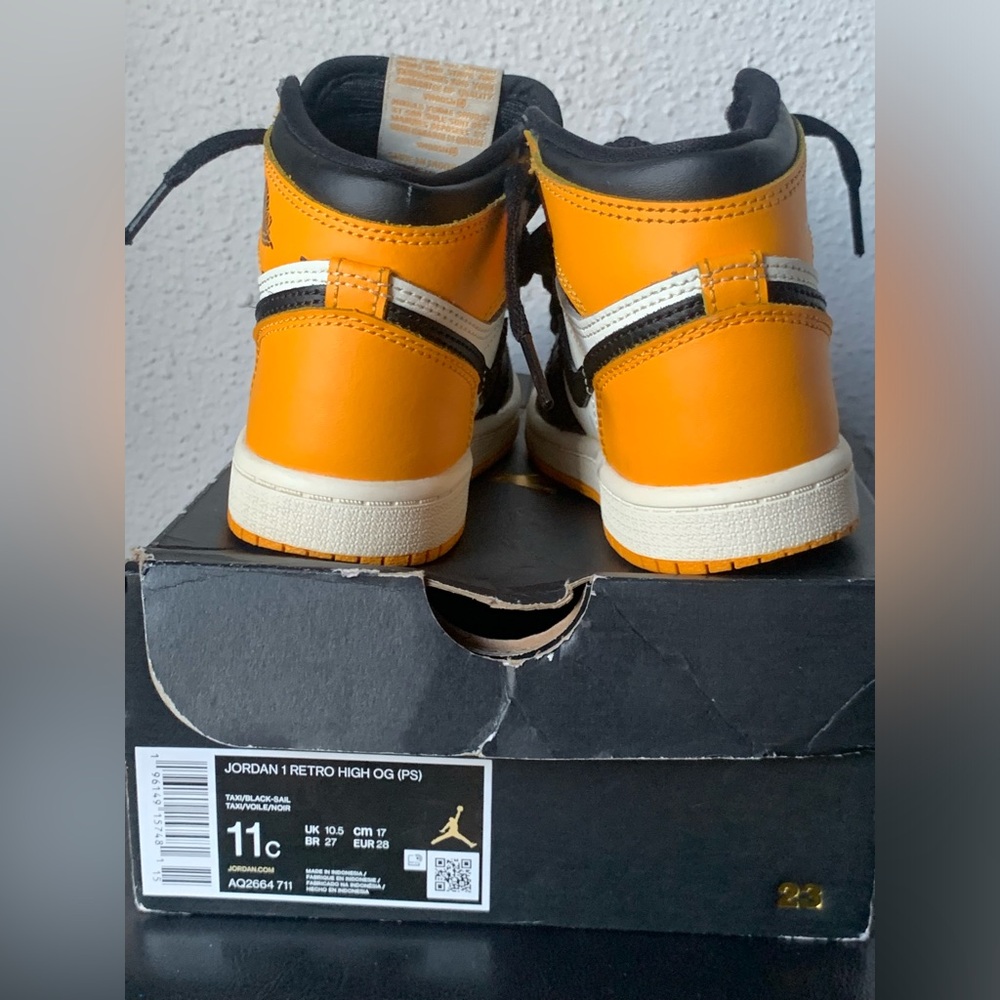 Jordan Kids PS Retro High OG Sneakers - Taxi Black-Sail